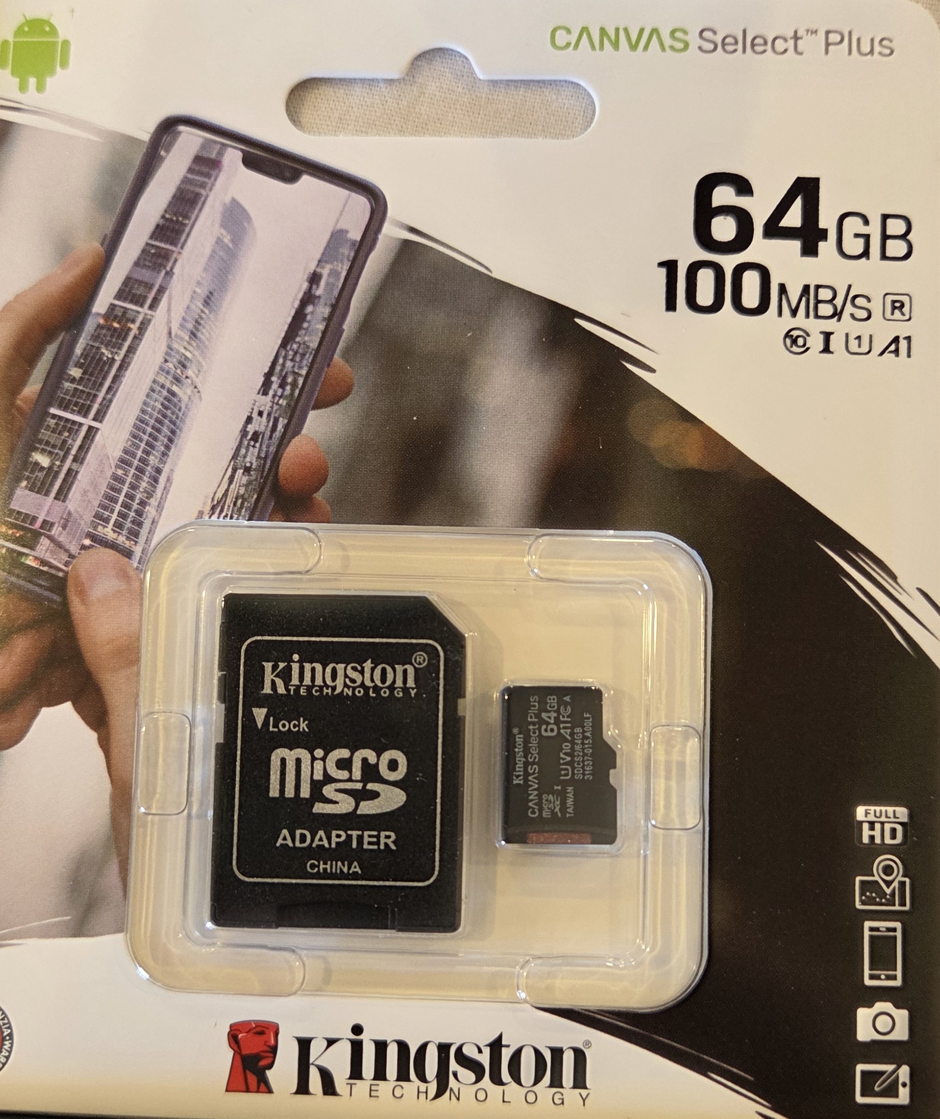 64GB Kingston Canvas Select Plus Micro SDXC class 10 UHS memory card