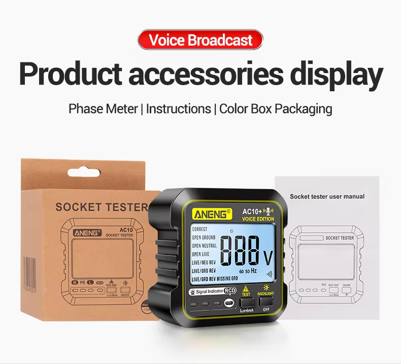 ANENG AC10+ Digital Display Multimeter Socket Tester