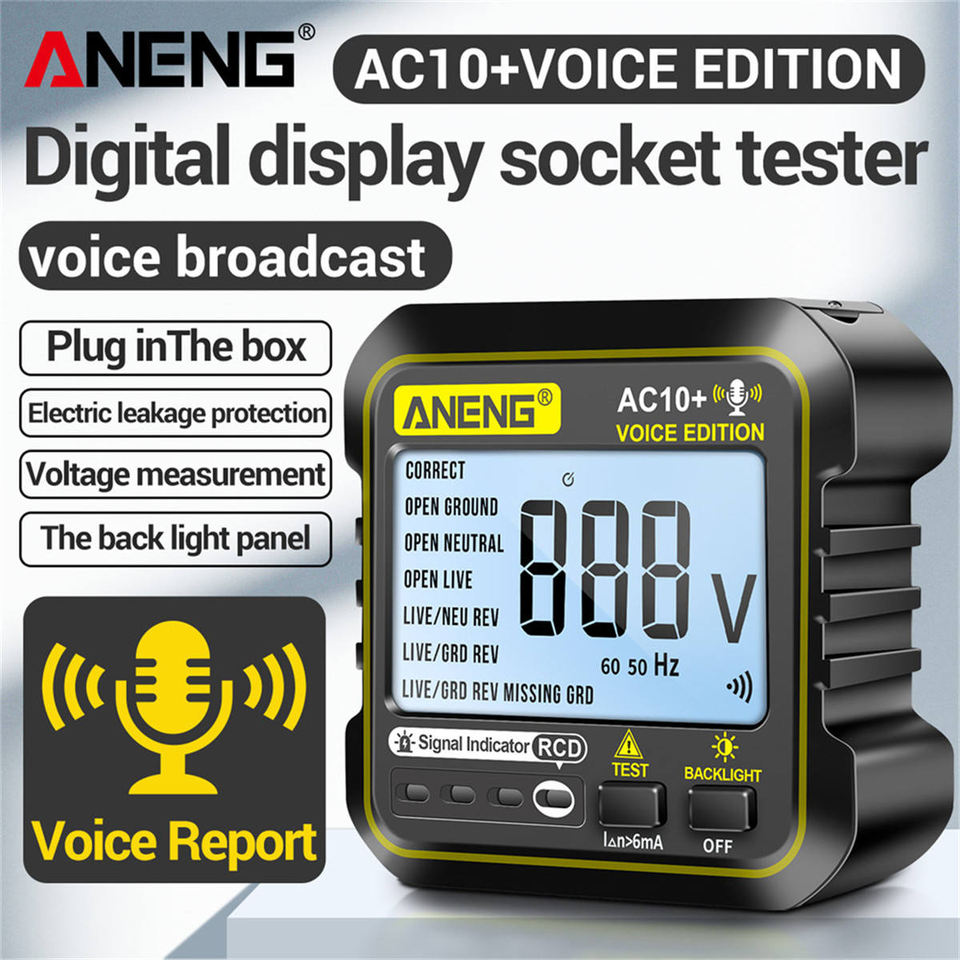 ANENG AC10+ Digital Display Multimeter Socket Tester