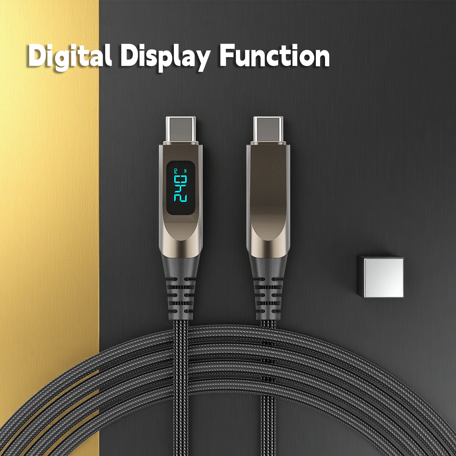 Flexible charging cables with display