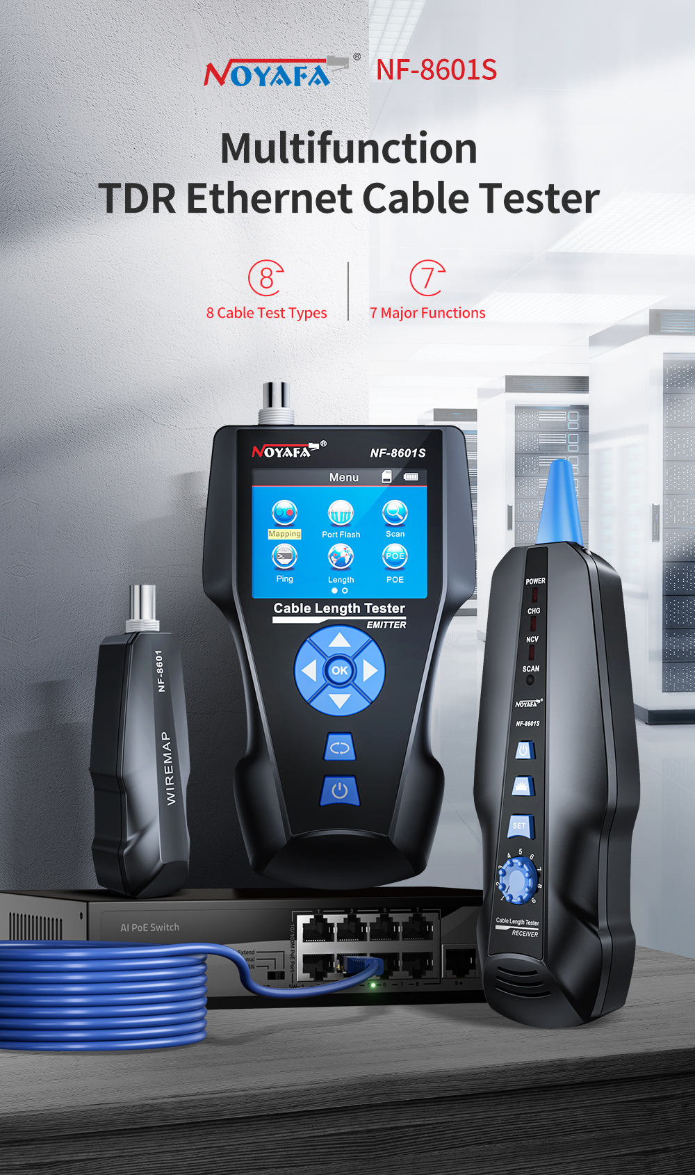 Noyafa NF‑8601S Cable Tester