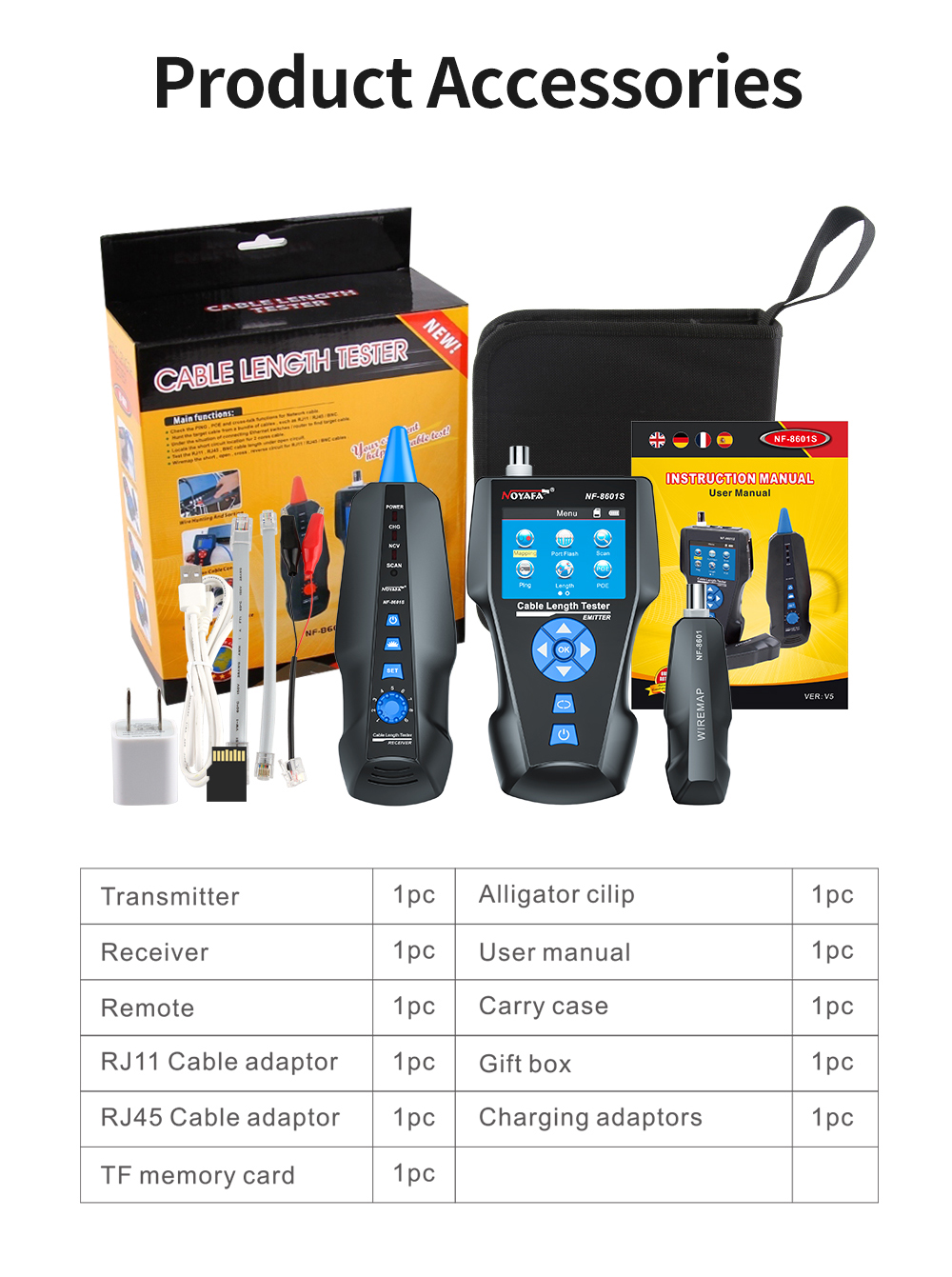 Noyafa NF‑8601S Cable Tester
