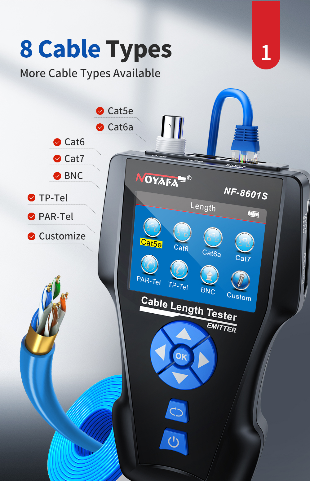 Noyafa NF‑8601S Cable Tester
