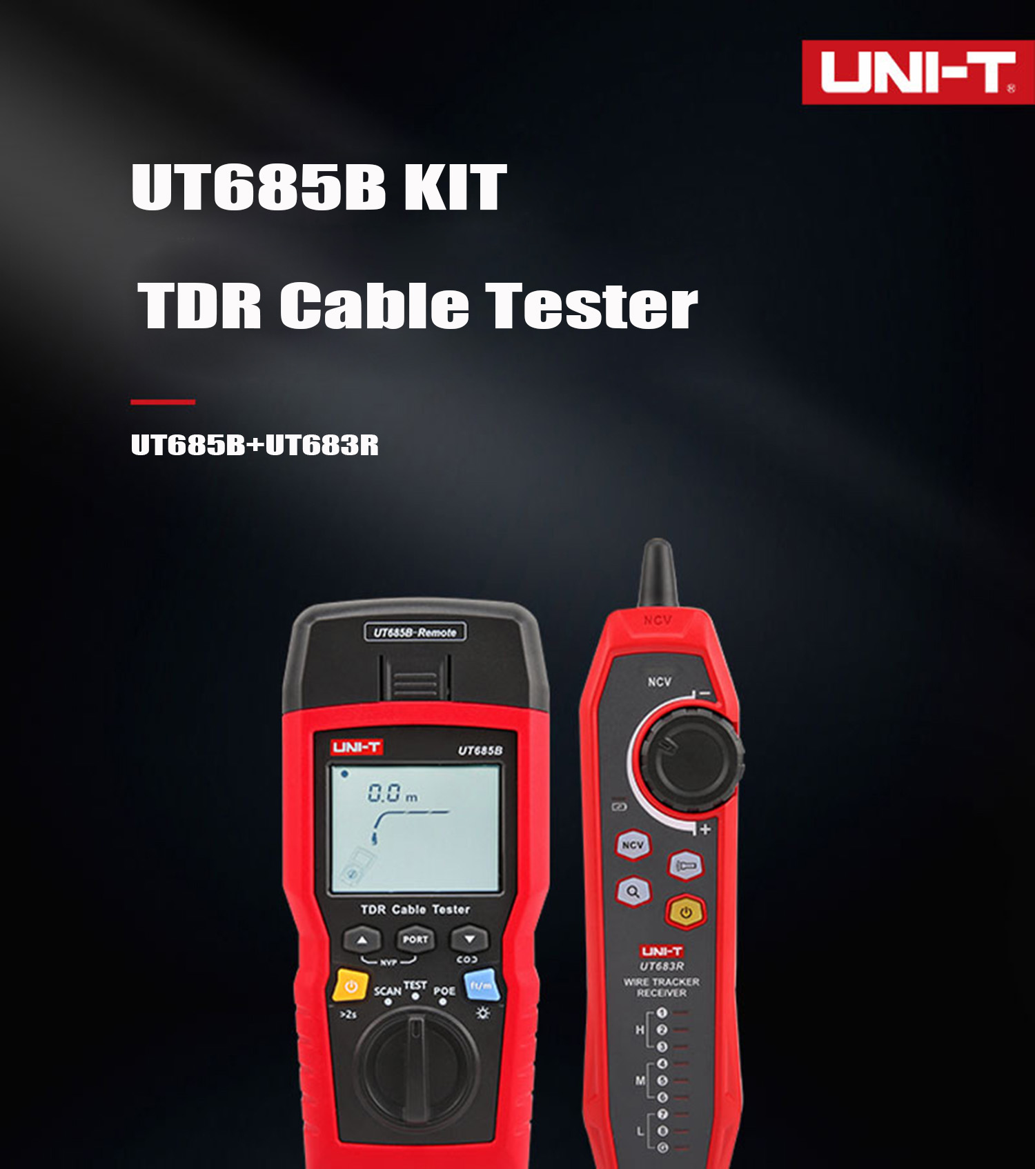 UNI-T UT685B Kit TDR Cable Tester – RJ11/RJ45/Coax + POE Detection